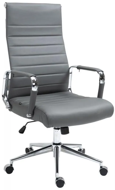 Kancelárska stolička BHM GERMANY Kolumbus, pravá koža, šedá