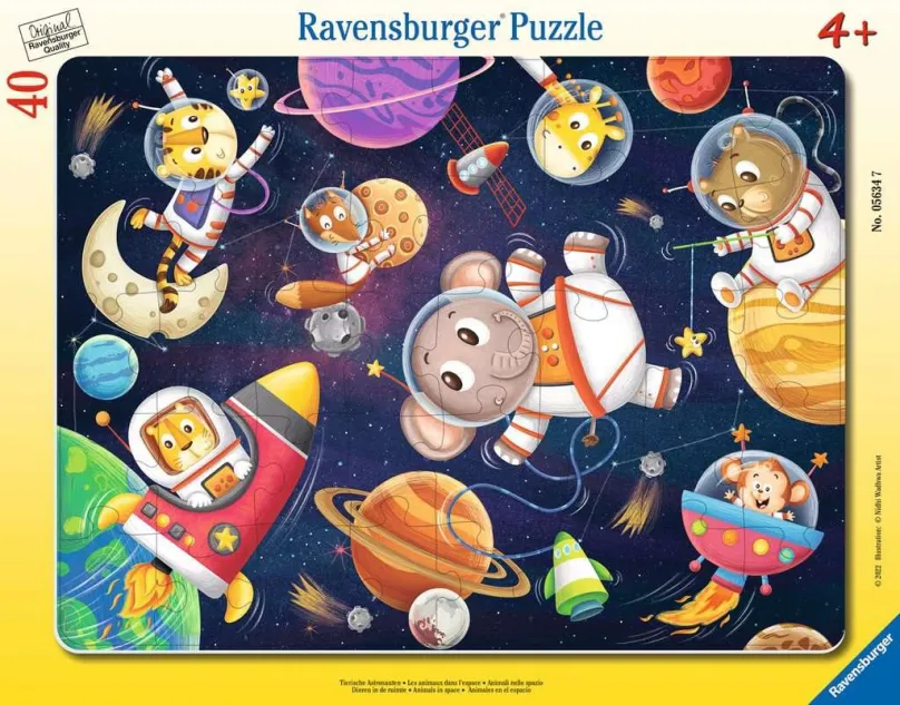 RAVENSBURGER Puzzle Zvieratká vo vesmíre 40 dielikov