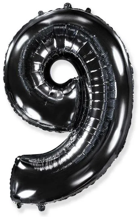 Balóniky Balón fóliový číslica čierna - black 102 cm - 9