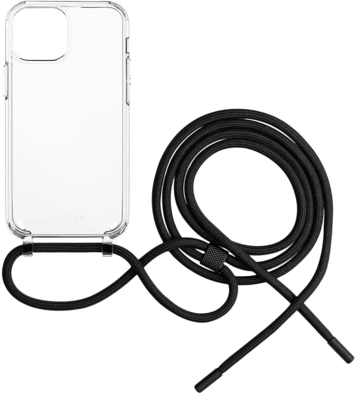 Kryt na mobil FIXED Pure Neck s čiernou šnúrkou na krk pre Apple iPhone 13 mini