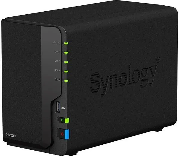 NAS Synology DS220+, 2x, CPU Intel Celeron 2 GHz, 2 GB DDR4, 2 x USB 3.2 Gen 1 (USB 3.0),