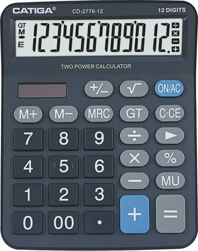 Kalkulačka CATIGA CD-2776, stolné, batériové napájanie, 12miestny 1riadkový displej, výpoč