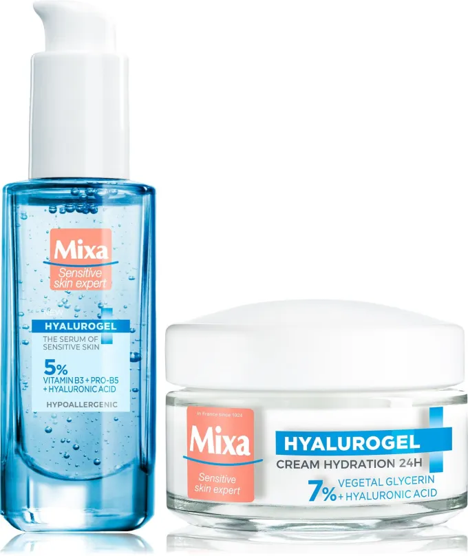 Kozmetická sada MIXA Hyalurogel serum + light cream set 80 ml