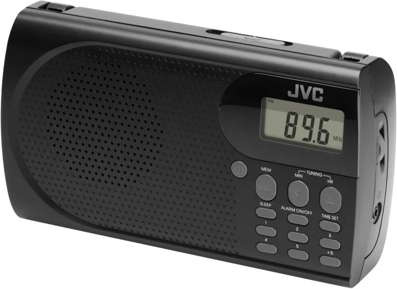 Rádio JVC RA-E431B, klasické, prenosné, FM tuner s 10 predvoľbami, výkon 0,5 W, vstup 3,5
