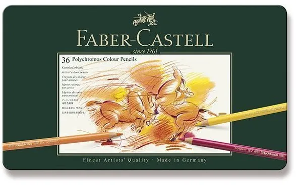 Pastelky Pastelky FABER-CASTELL Polychromos v plechovej krabičke, 36 farieb