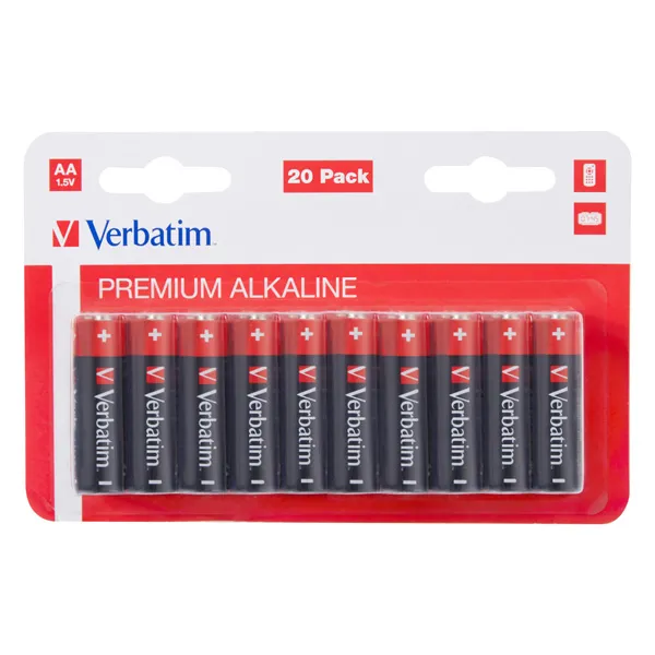 Batéria alkalická, AA, 1.5V, Verbatim, blister, 20-pack, 49877