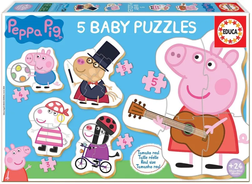 Puzzle Educa Baby puzzle Prasiatko Peppa 2, 5v1 (3-5 dielikov)