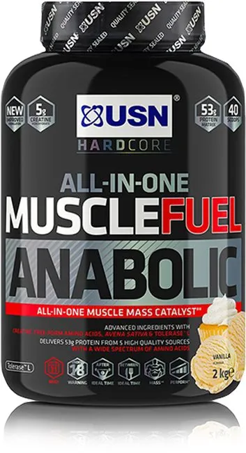 Gainer USN Muscle Fuel Anabolic, 2000g, vanilka, energetická hodnota 91,80 kcal/100 g