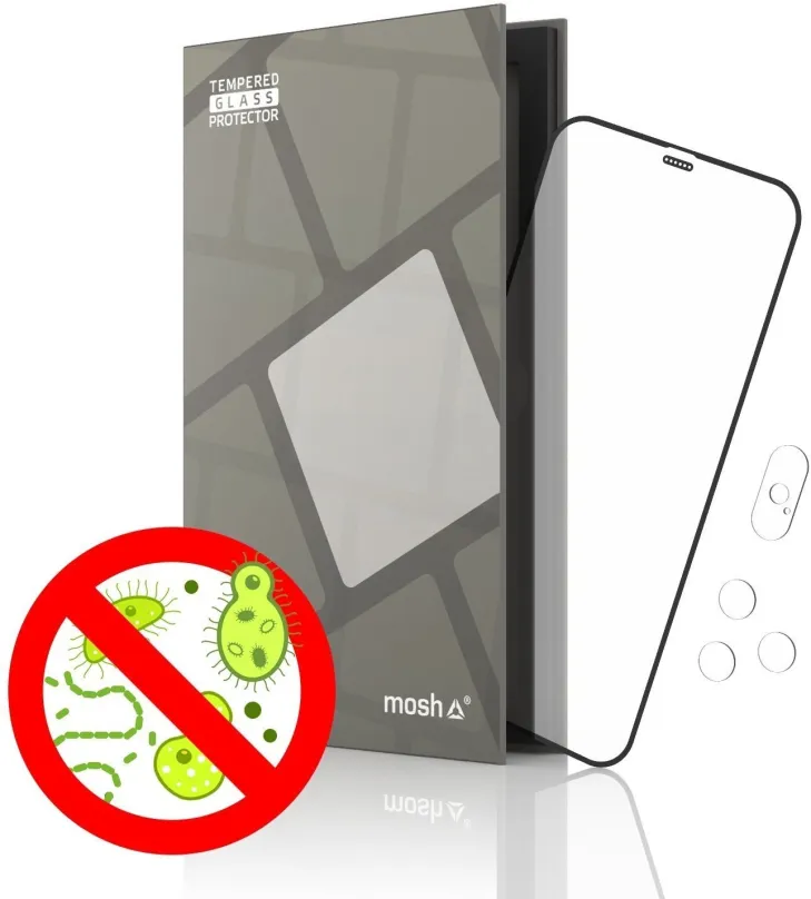 Ochranné sklo Tempered Glass Protector Antibacterial pre iPhone X / Xs / 11 Pro, Čierne + sklo na kameru