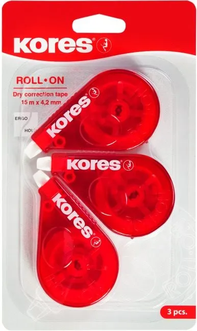 Korekčná páska KORES Roll on 15 mx 4,2 mm - balenie 3 ks