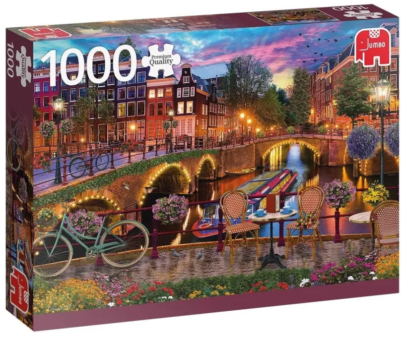 Puzzle Jumbo Puzzle Vodné kanály v Amsterdame 1000 dielikov