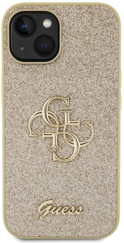 Kryt na mobil Guess PU Fixed Glitter 4G Metal Logo Zadný Kryt pre iPhone 13 Gold