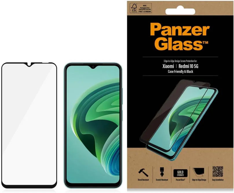Ochranné sklo PanzerGlass Xiaomi Redmi 10 5G, pre Xiaomi Redmi 10 5G, zaoblenie 2.5D, tvrd