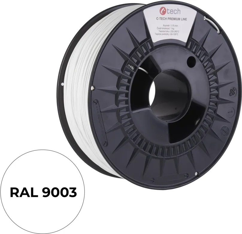 Filament C-TECH filament PREMIUM LINE ABS dopravná biela RAL9003