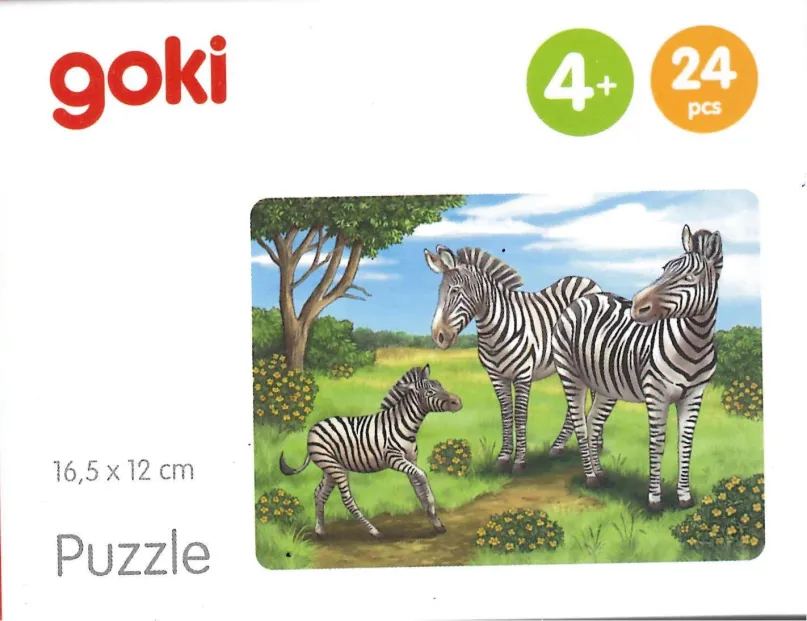 GOKI Drevené puzzle Africké zvieratá: Zebry 24 dielikov