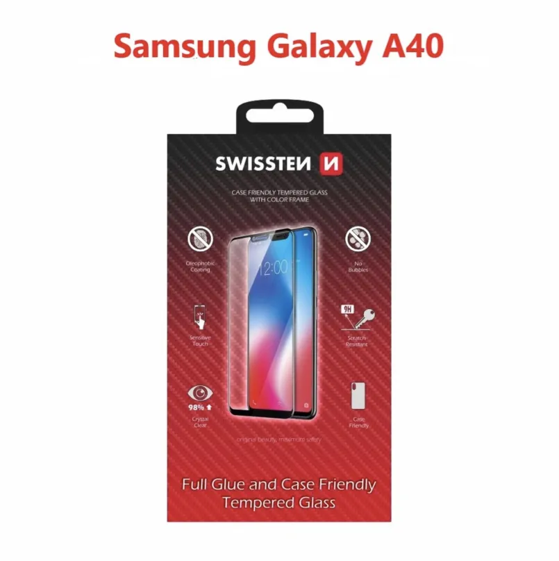 Ochranné sklo Swissten Case Friendly pre Samsung Galaxy A40 čierne