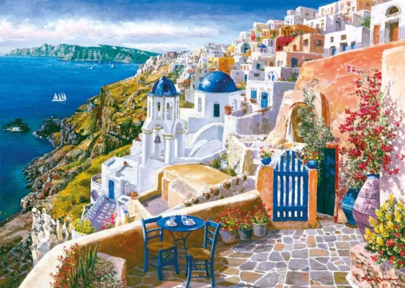 Puzzle Schmidt Puzzle Pohľad zo Santorini 1000 dielikov