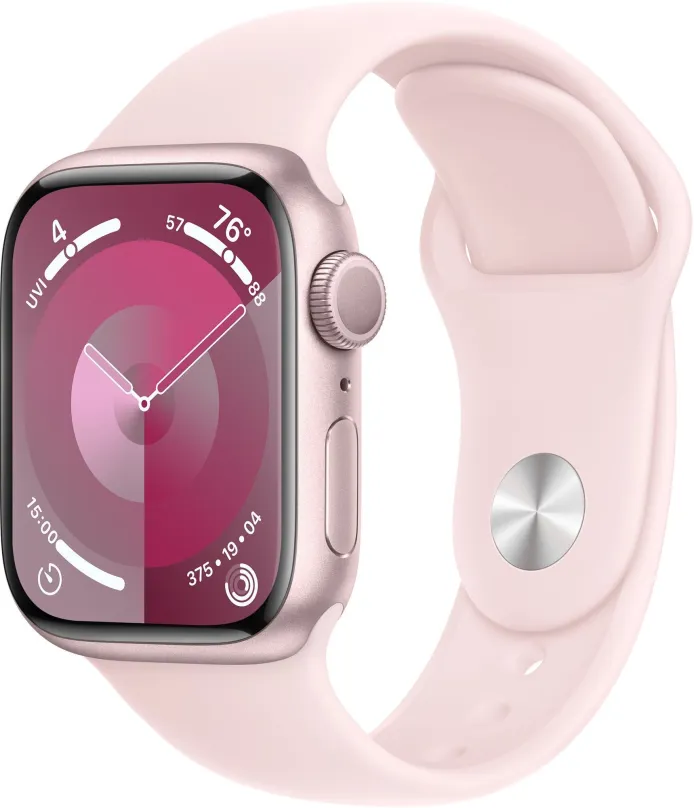 Chytré hodinky Apple Watch Series 9 41mm Ružový hliník so svetlo ružovým športovým remienkom - S/M