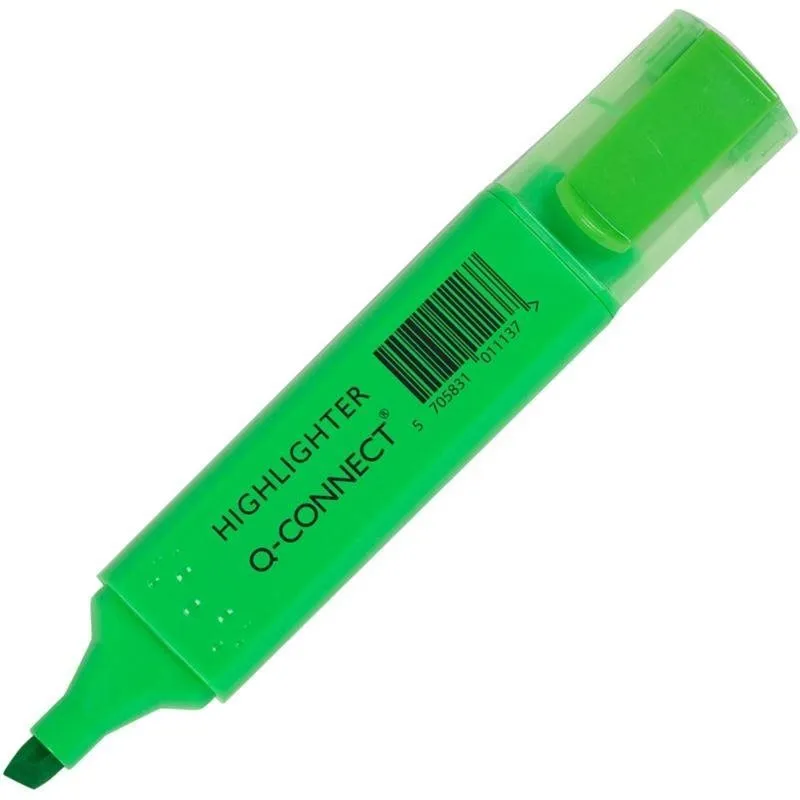 Zvýrazňovač Q-CONNECT 1-5mm, zelený, pre domáce aj kancelárske použitie, skosený hrot, max