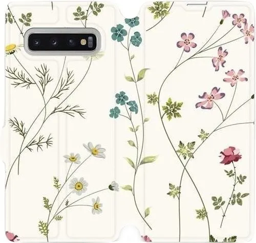 Kryt na mobil Flipové puzdro na mobil Samsung Galaxy S10 Plus - MD03S Tenké rastlinky s kvetmi