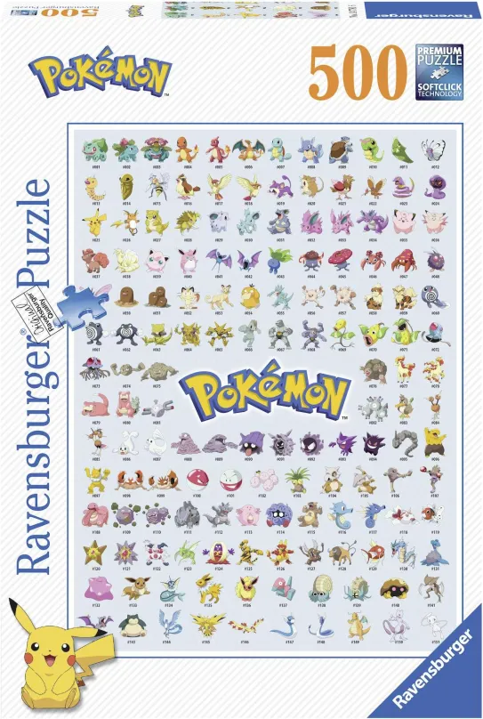 Puzzle Ravensburger 147816 Prvých 151 Pokémonov 500 dielikov