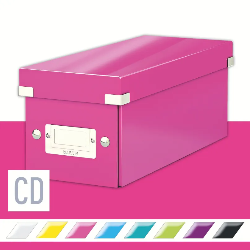 Archivačná krabica LEITZ WOW Click & Store CD 14.3 x 13.6 x 35.2 cm, ružová