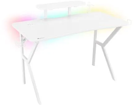 Herný stôl Genesis HOLM 320 s RGB podsvietením, biely, 120x60cm