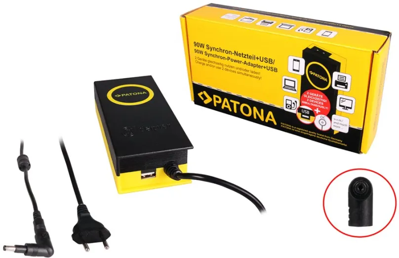 Napájací adaptér PATONA k ntb/ 19.5V/4.7A 90W/ konektor 4.8x1.7mm/ + výstup USB