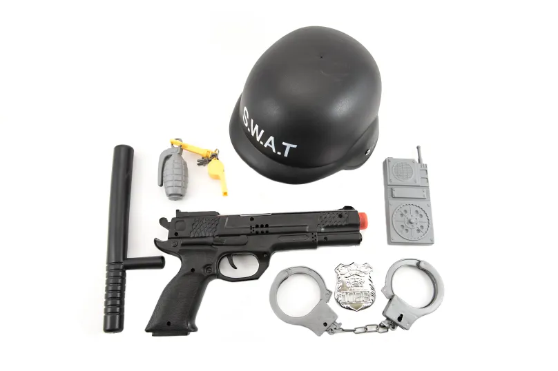 Doplnok ku kostýmu Sada polície SWAT helma+pištoľ
