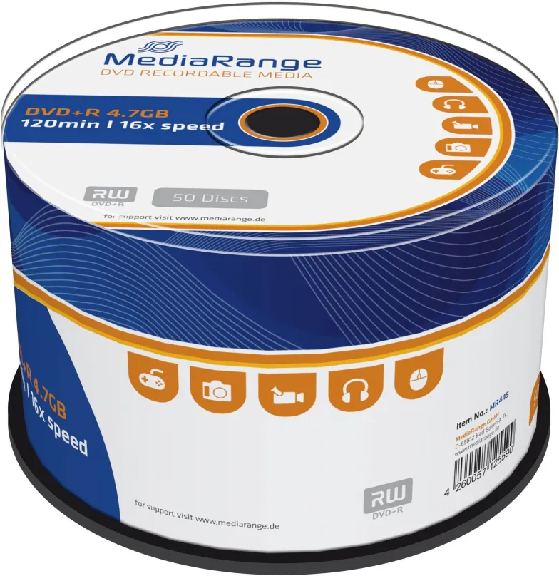 Médiá MEDIARANGE DVD+R 4,7 GB 16x spindl 50ks