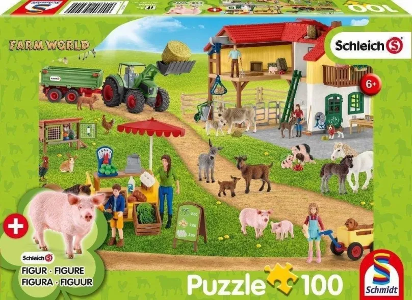 Puzzle Puzzle Schleich Farma s predajným stánkom 100 dielikov + figúrka Schleich
