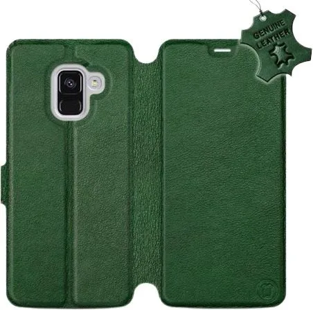Kryt na mobil Flip púzdro na mobil Samsung Galaxy A8 2018 - Zelené - kožené - Green Leather