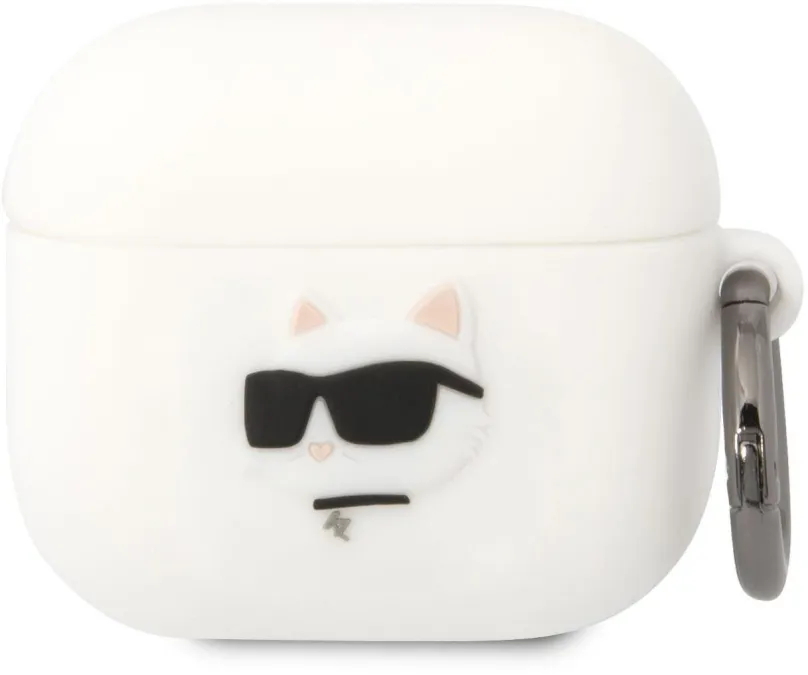 Puzdro na slúchadlá Karl Lagerfeld 3D Logo NFT Choupette Head Silikónové Puzdro pre Airpods 3 White