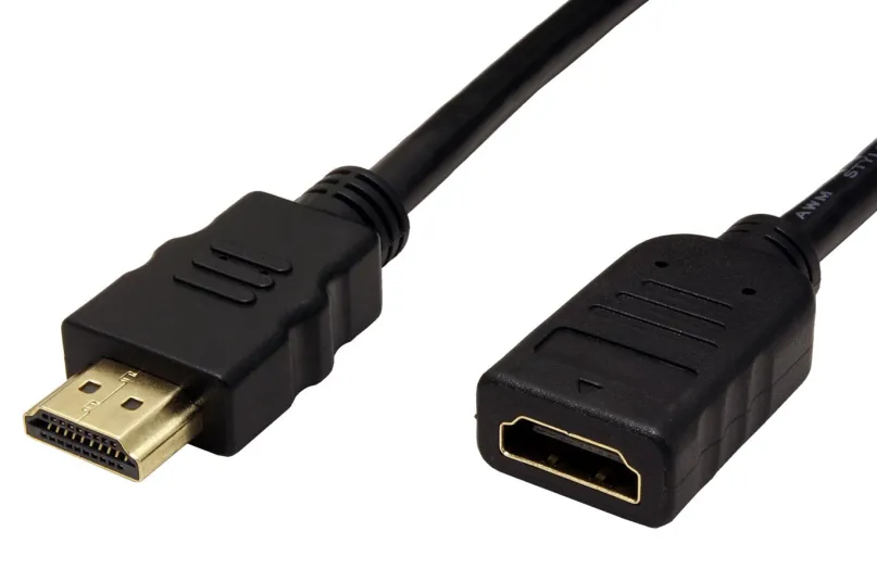Prodlužovací High Speed HDMI kabel s Ethernetem, HDMI M - HDMI F, zlacené konektory, 2m
