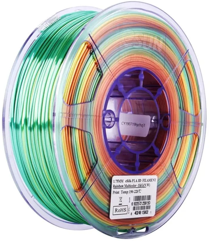 Filament eSUN eSilk-PLA rainbow 1kg, materiál PLA silk, priemer 1,75 mm s toleranciou 0,02