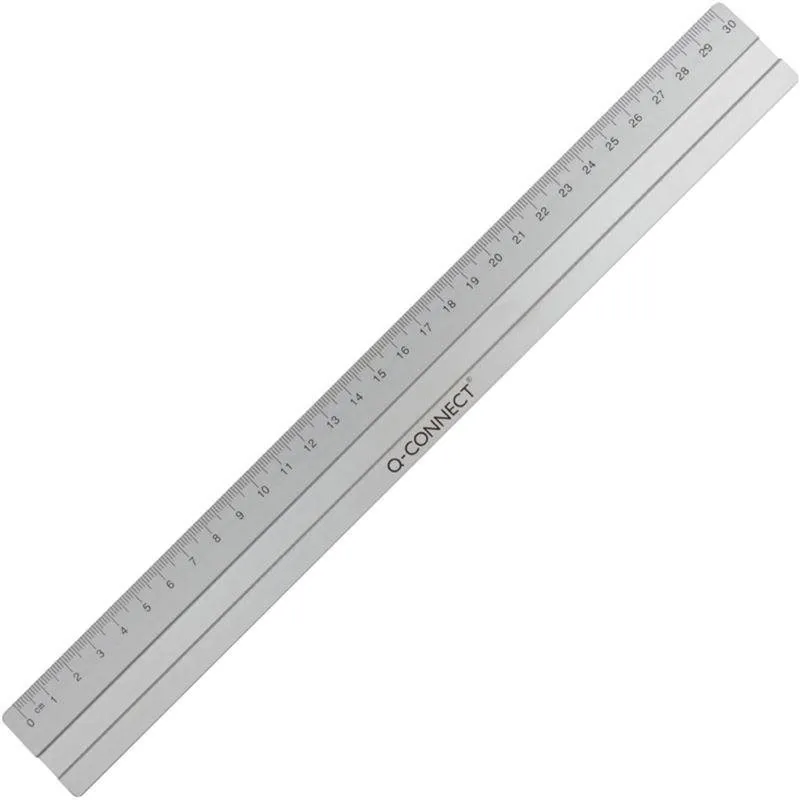 Pravítko Q-CONNECT hliníkové 30 cm, klasické, dĺžka 30 cm, materiál - kov, strieborná farb
