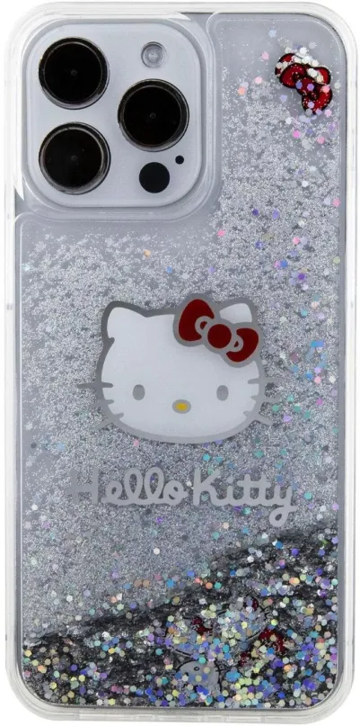 Kryt pre mobil Hello Kitty Liquid Glitter Electroplating Head Logo Zadný Kryt pre iPhone 15 Pre Max Transparent