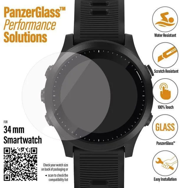 Ochranné sklo PanzerGlass SmartWatch pre rôzne typy hodiniek (34mm) číre (Samsung Galaxy Watch 3 45 mm)