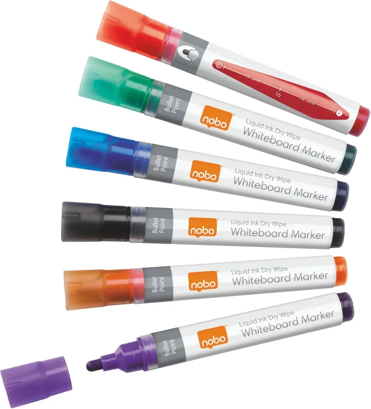 Popisovač NOBO Liquid Ink Drywipe, mix farieb - balenie 6 ks
