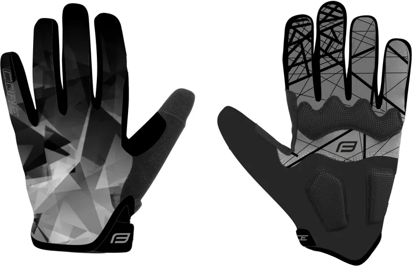 Cyklistické rukavice Force MTB CORE, šedé XL, dlhoprsté, veľkosť XL a XL, obvod dlane 2