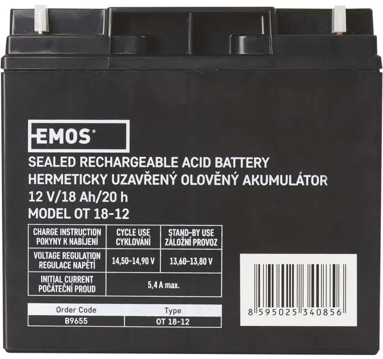 Batérie pre záložné zdroje EMOS Bezúdržbový olovený akumulátor 12 V/18 Ah