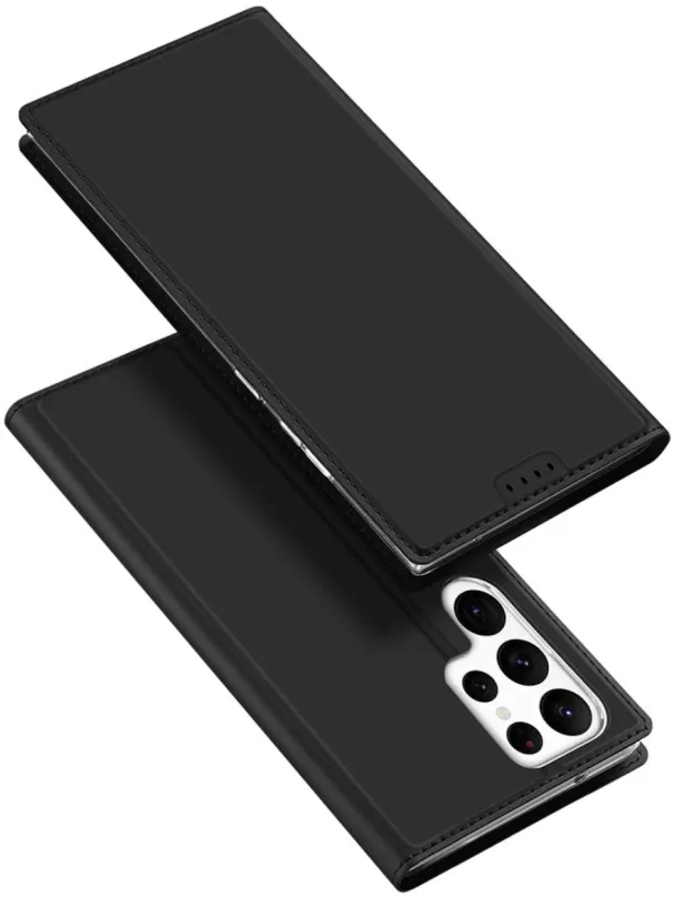 Puzdro na mobil Skin Pre knižkové kožené puzdro na Samsung Galaxy S23 Ultra, čierne