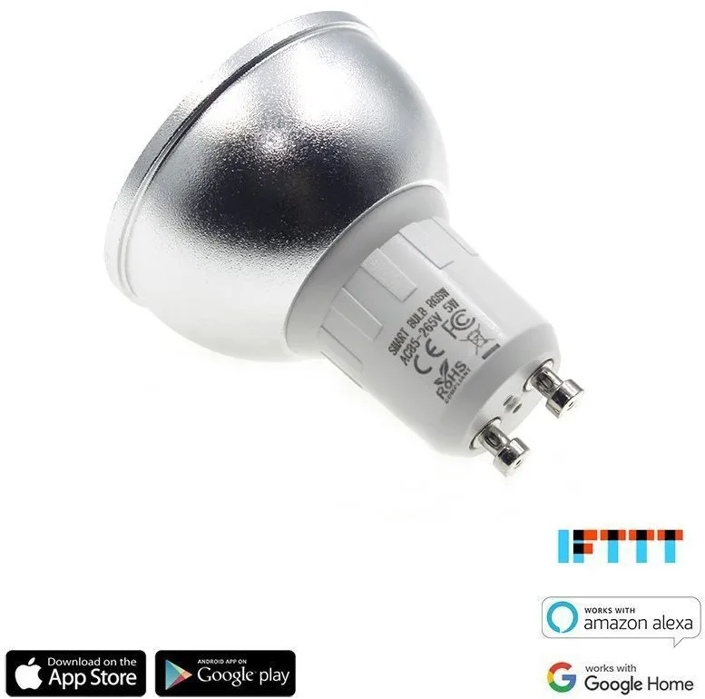 LED žiarovka iQtech SmartLife GU10, Wi-Fi žiarovka GU10, 5W, farebná