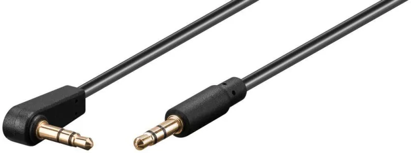 Audio kábel PremiumCord jack M 3.5 -> jack M 3.5 zahnutý konektor, 0.5m