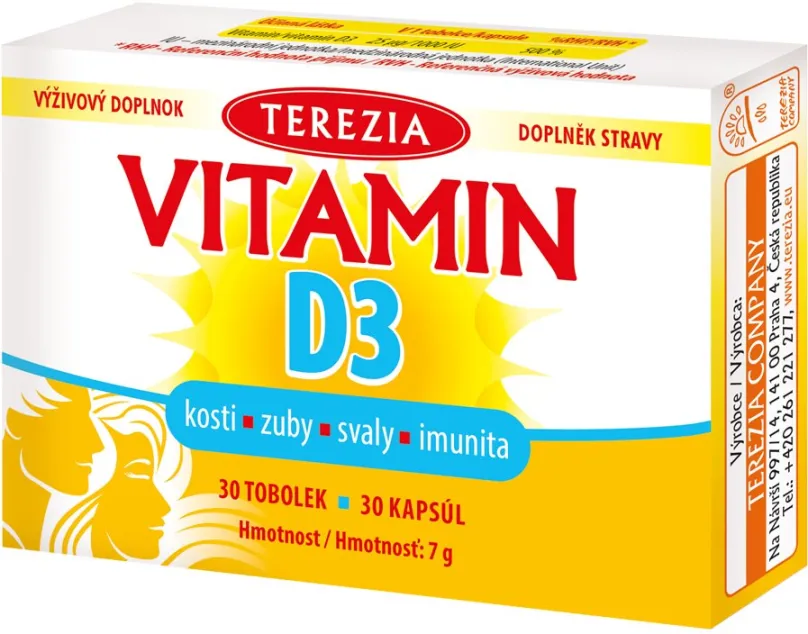 Vitamín D TEREZIA Vitamín D3 1000 IU 30 kapsúl