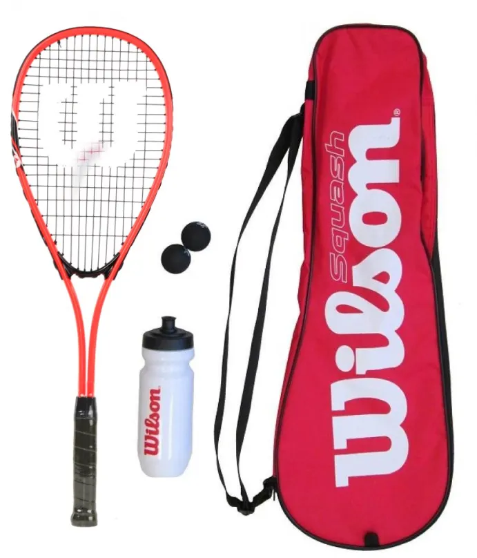 Squashová raketa Wilson Starter Squash Kit, pre rekreačných hráčov, vyváženie do ruky, mat