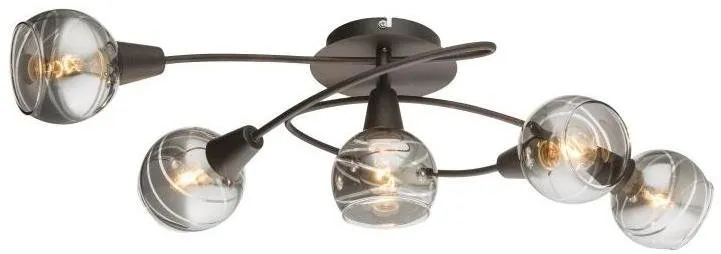 Globo 54347-5 prisadené stropné svietidlo 5x4W | E14 LED | 196lm | 3000K - žiarovky súčasťou balenia, ohybné rameno, bronzová
