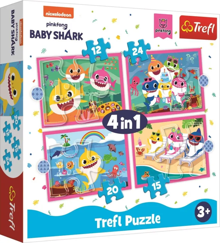 Puzzle Trefl Puzzle Baby Shark: Rodina 4v1 (12,15,20,24 dielikov)