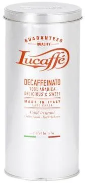 Káva Lucaffe Decafeinato, 500g plech, zrnková, 100% arabica, pôvod Brazília, miesto pra