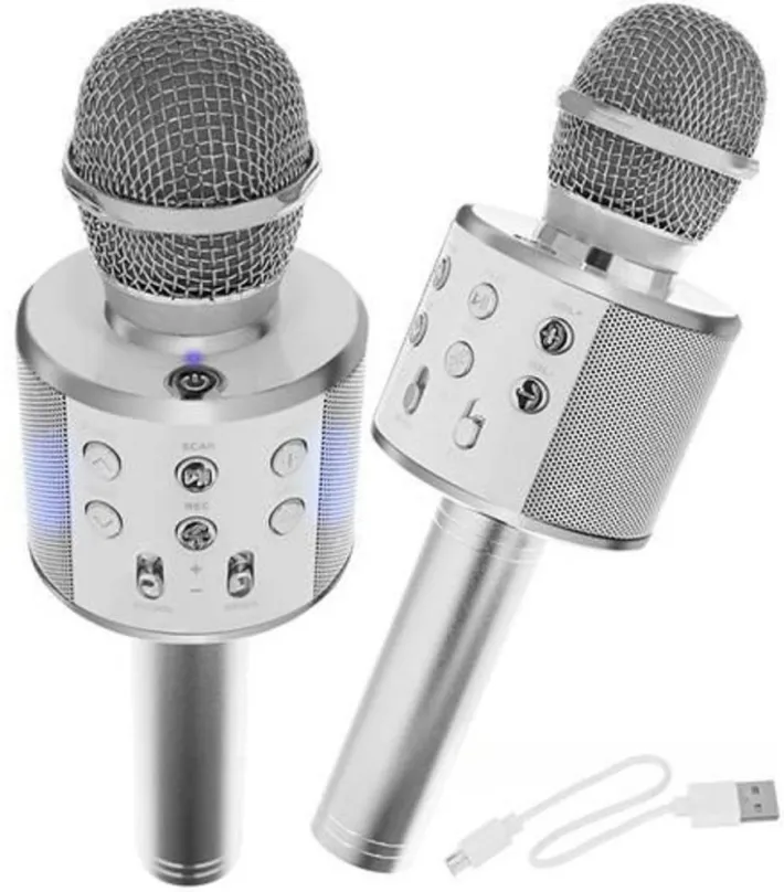 Mikrofón Iso Trade Karaoke mikrofón s reproduktorom Izoxis - strieborný